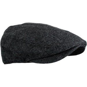 Men's Classic Herringbone Tweed Wool Blend Newsboy Ivy Hat Charcoal